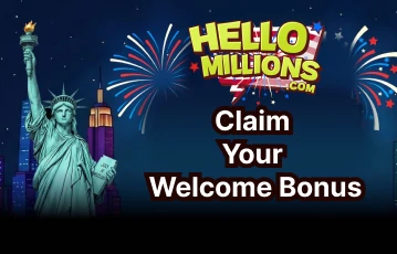 Hello Millions welcome bonus claim page with fireworks
