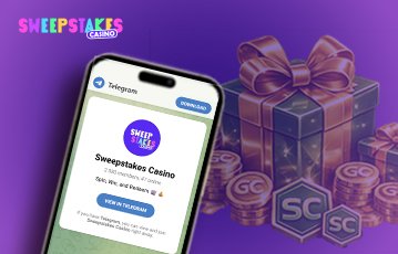 Sweepstakes Casino mobile app interface on smartphone screen