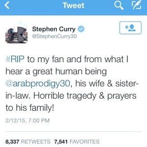 Curry's tweet to the family of Deah Barakat. 
