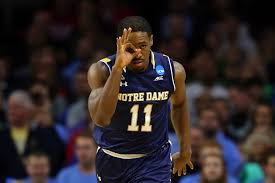 Demetrius Jackson celebrates a three-pointer in the first half against North Carolina in the NCAA tournament's Midwest Region final at Wells Fargo Center on Sunday, March 27, 2016, in Philadelphia. (Elsa / Getty Images)
