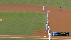 The Los Angeles Dodgers used a four-man, right side of the infield in a game against the San Diego Padres. (Photo Courtesy, MLB.com)