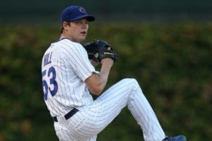 Rich Hill as a young pitcher early in his career with the Cubs. Photo Courtesy of Jamie Squire of Getty Images