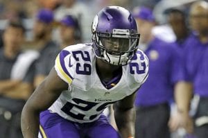 Minnesota Vikings cornerback Xavier Rhodes (29) lines up against the Detroit Lions during a NFL football game in Detroit, Tuesday, Sept. 10, 2013. (AP Photo/Paul Sancya)