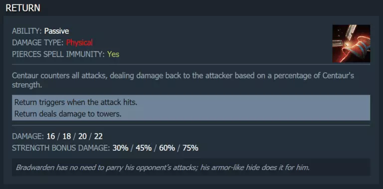dota 2, centaur warrunner, centaur, return, passive