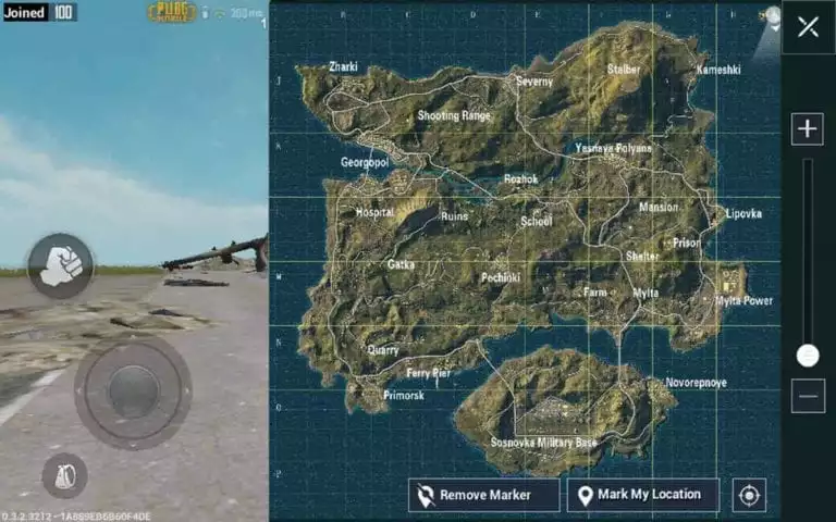 In-game map of PUBG Mobile