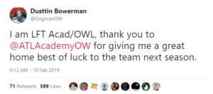 The Atlanta Reign Jebait Fans to Announce the Signing of Support Player Dusttin "Dogman" Bowerman