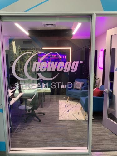 Outside CLG's Newegg Open Streaming Studio.