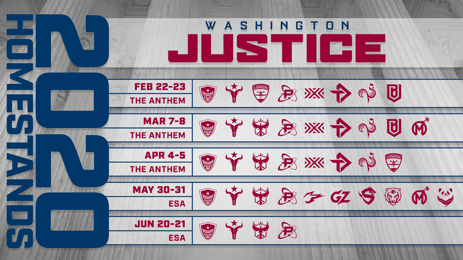 Washington Justice schedule