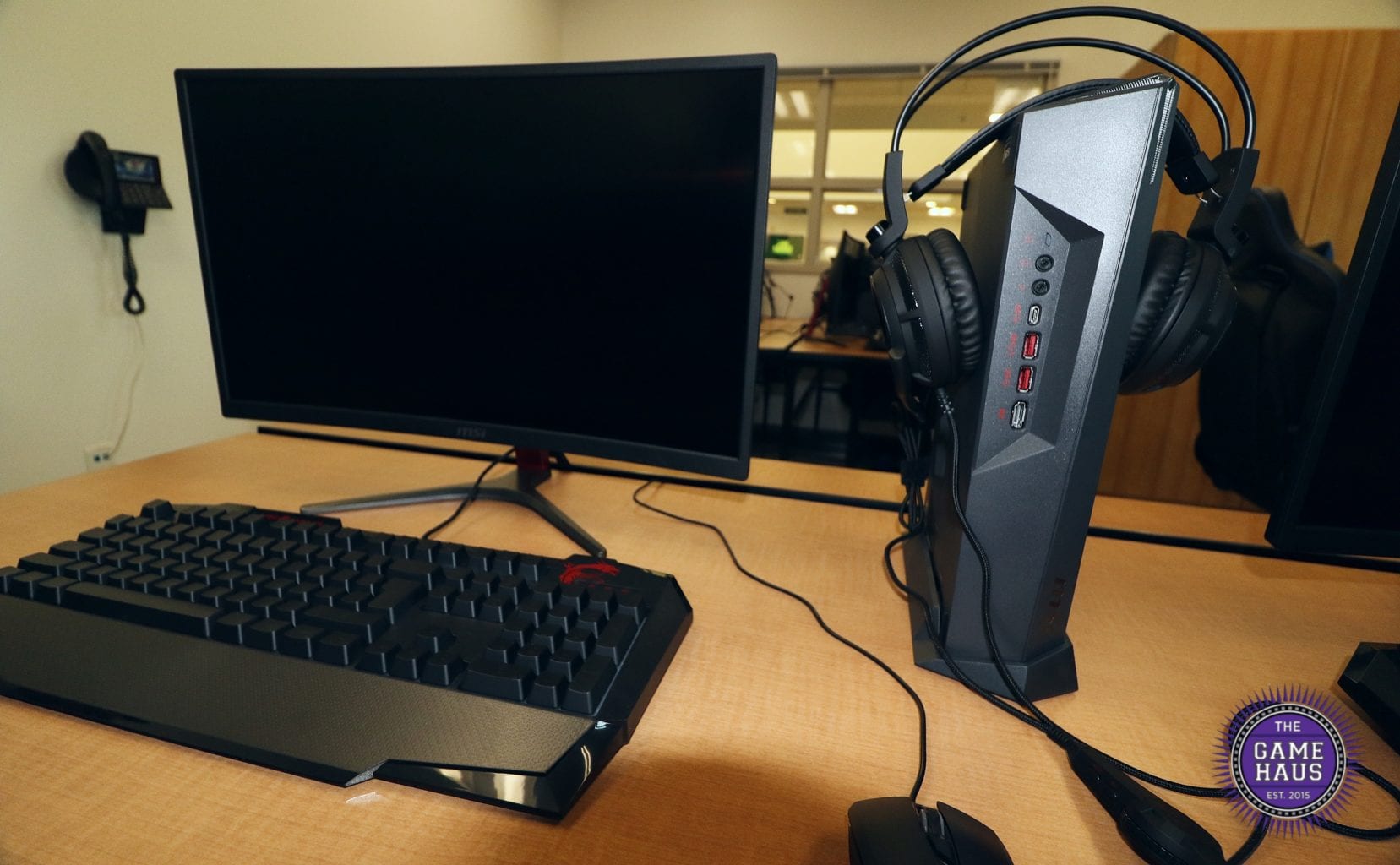 The LCHS esports lab has full gaming rigs, including MSI computers, monitors, and headsets (photo by Love Marketing Agency).