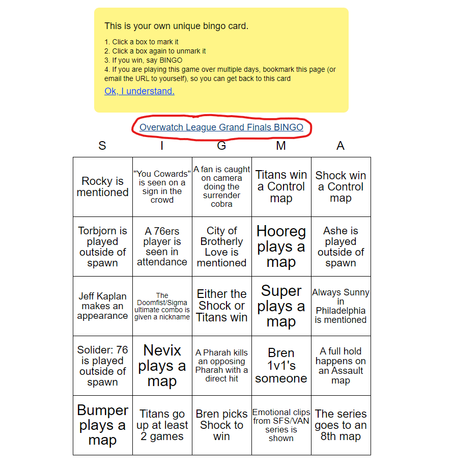 grand finals bingo