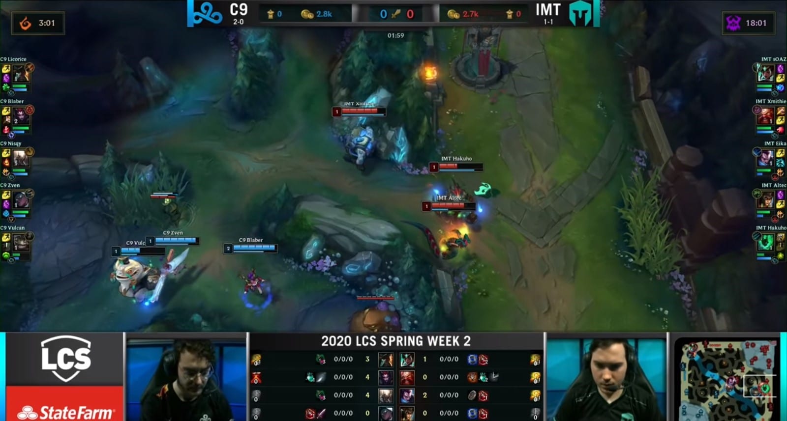 C9 stole Xmithie's blue buff and forced Hakuho's Flash. 