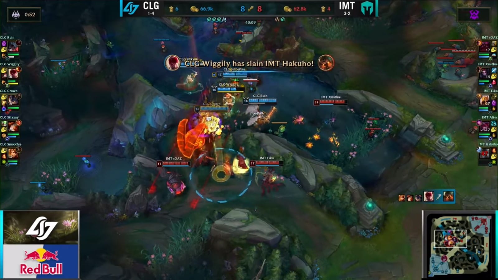 Altec pushes mid, while CLG fights IMT at Baron. 