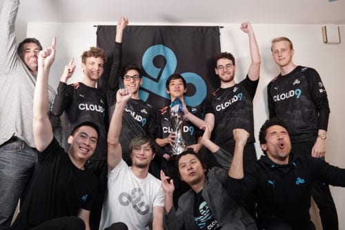 Cloud9 celebrates their Spring Championship