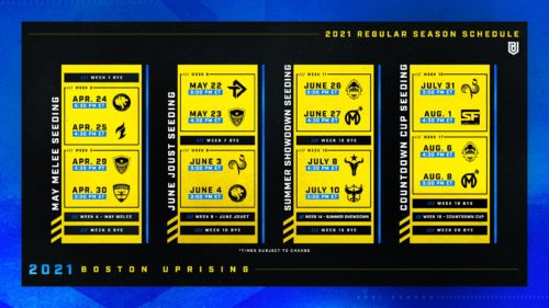 Boston Uprising 2021 Schedule