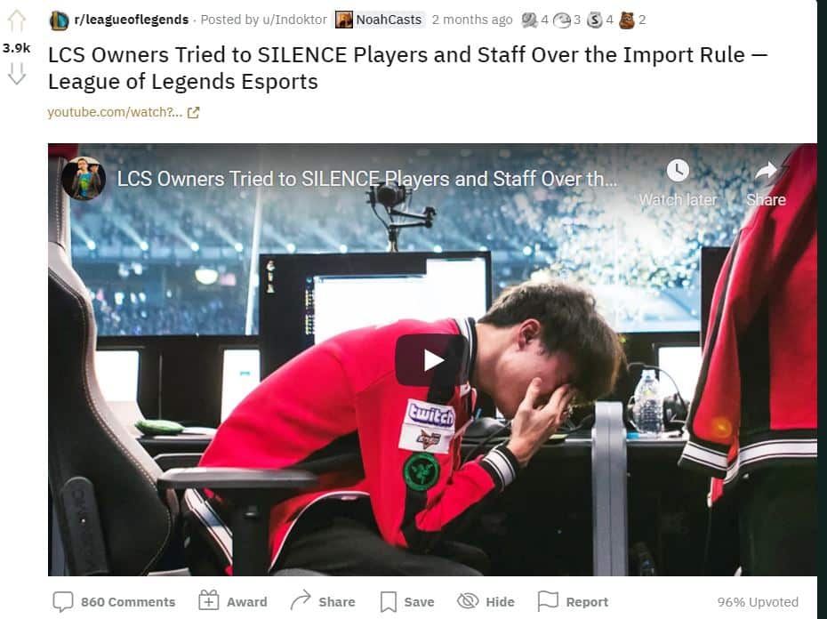 LCS owners even silenced players from discussing the controversy. 