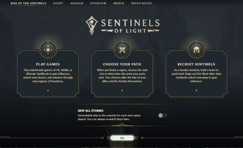 Sentinels of Light Initial Screen