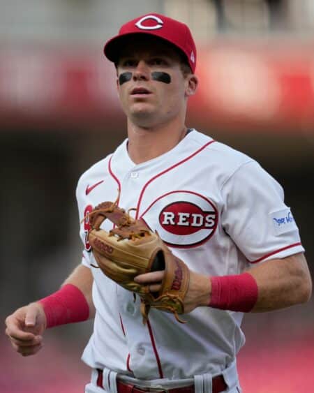 Cincinnati Reds shortstop Matt McLain during a game at Great American Ballpark. Photo Courtesy of Jeff Dean/Getty Images.