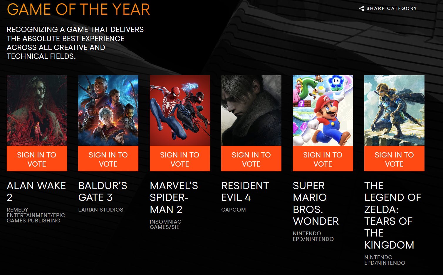 The Game Awards 2023 Game Of The Year Nominees Announced