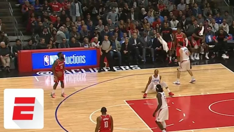 Video: James Harden crosses Wesley Johnson to ground, waits for him to get up before hitting jumper | ESPN